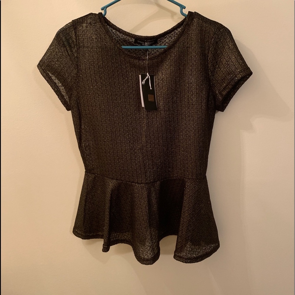 Green Envelope Gold And Black Blouse Size S